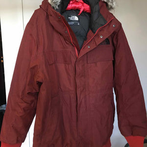 Maroon parka from The North Face
